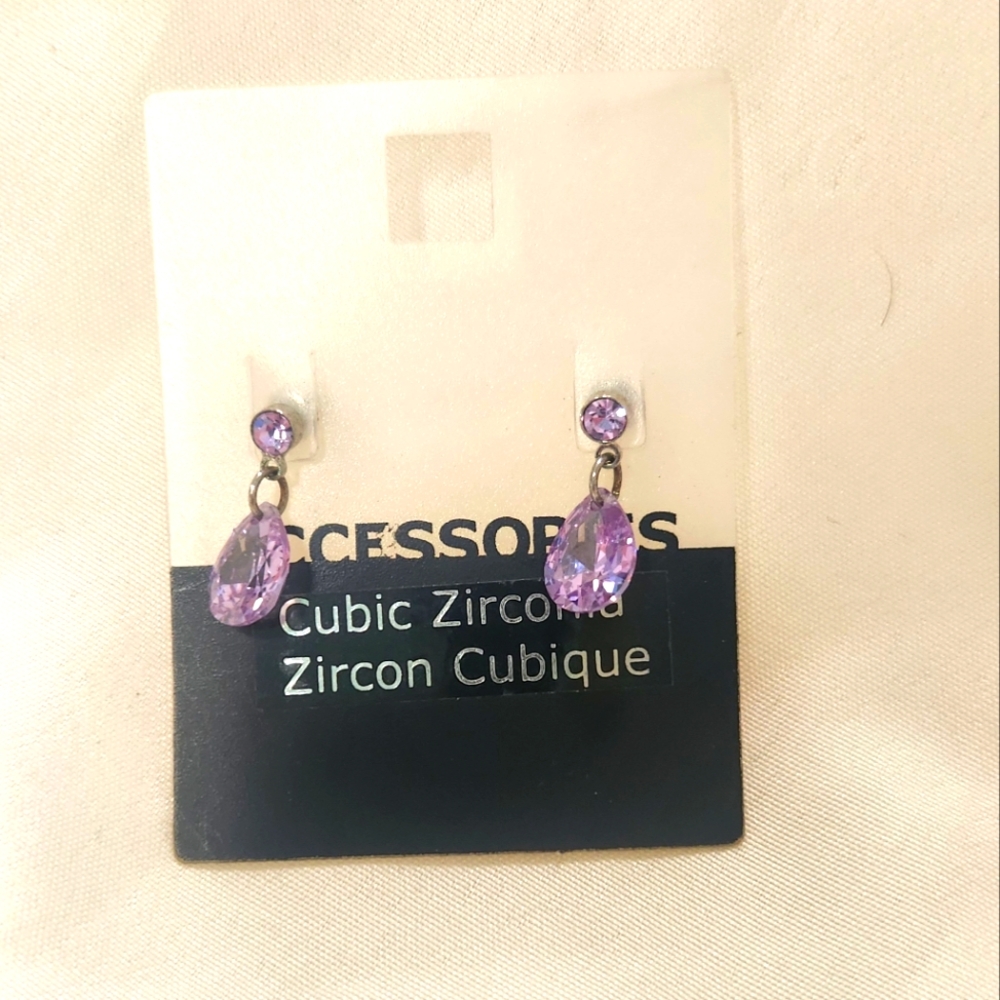 Elegant Purple Cubic Zirconia Earrings